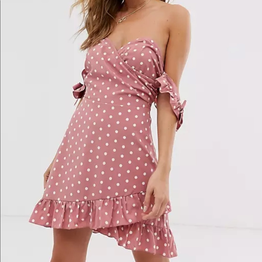 In The Style off shoulder asymmetric mini dress